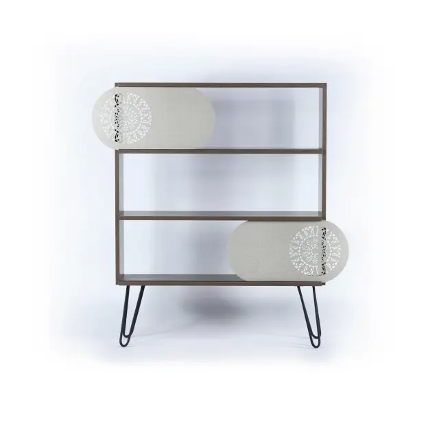 Βιβλιοθήκη ILLIA No 2 Καρυδί/Μαύρο 94x25x117cm 3