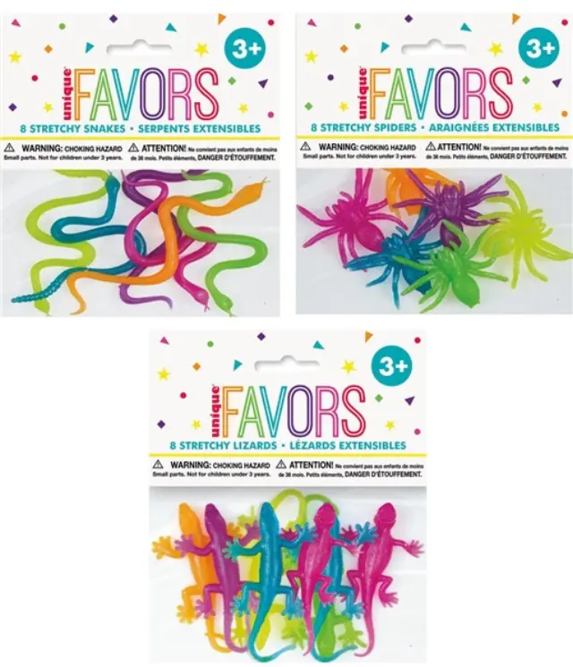 Παιχνίδι Ελαστικά Ζωάκια Stretchy Rubber Critter Favors Assorted Colors / 8 τεμ - Φίδια ή Σαύρες ή Αράχνες