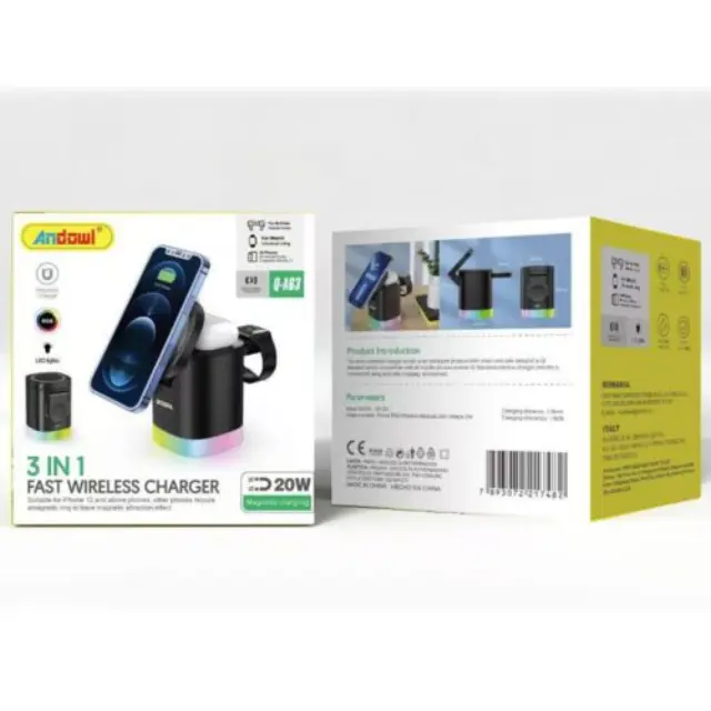 Andowl 3 σε 1 Ασύρματος Magnet Φορτιστής 20W με RGB Φωτισμό Q-A63 2