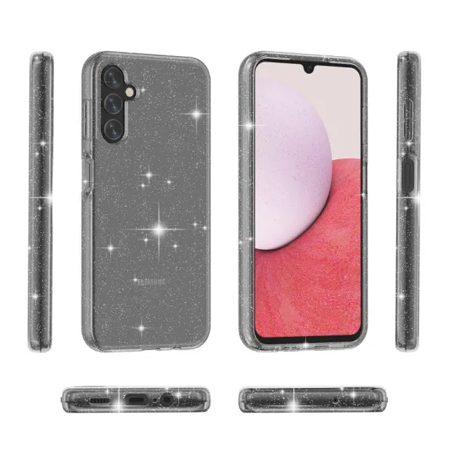 Θήκη Σιλικόνης για Samsung A14 5G Glittery Powder Διάφανη Grey ΟΕΜ