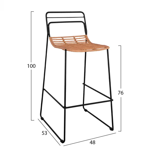 ΣΚΑΜΠΟ ΜΕΤΑΛΛΙΚΟ FB95642 ΜΕ WICKER ΣΕ ΜΠΕΖ ΑΠΟΧΡΩΣΗ 48x53x100 εκ. 2