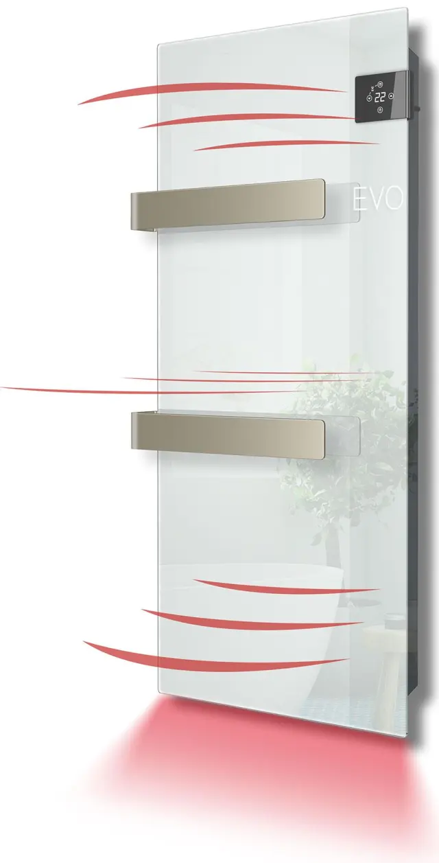 Radialight Silk Evo 1000 Watt Λευκή - Ψηφιακή Πετσετοκρεμάστρα Μπάνιου με Γυάλινη Πρόσοψη 3