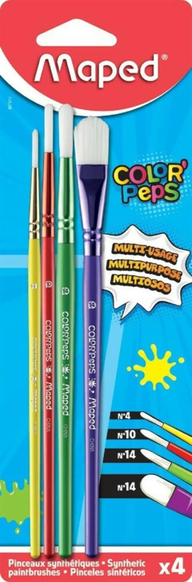 Maped Color Peps Πινέλα Σετ No 4-10-14 Στρογγυλά & Νο 14 Πλακέ 4τμχ/ 867810 (Maped)
