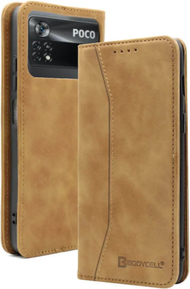 Bodycell Book Case Pu Leather Xiaomi Poco X4 Pro 5G Brown