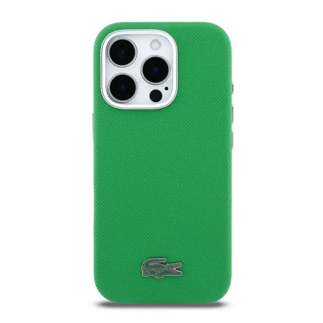Lacoste PVC Iconic Petit Pique Metal Logo MagSafe Case for iPhone 16 Pro Estragon Green 3