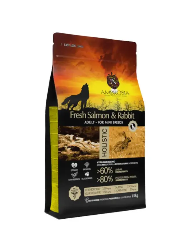 Ambrosia Grain Free Adult Mini Sensitive Fresh Salmon & Rabbit 1.5Kg Μονόχρωμο 2