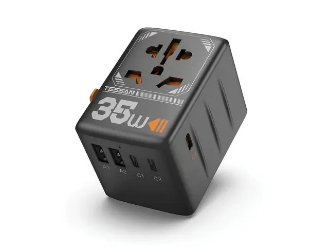 Αντάπτορας Ταξιδίου/Φορτιστής TESSAN (TS-WTA02) - 35W - 3x USB-C + 2x USB-A - ΜαύροTS-WTA02