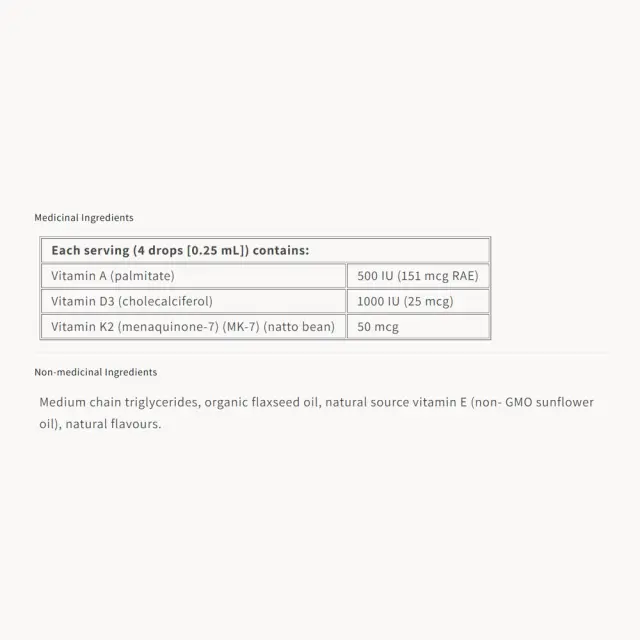 Natural Factors K2+D3+A 50 mcg/1000 IU/500 IU 2