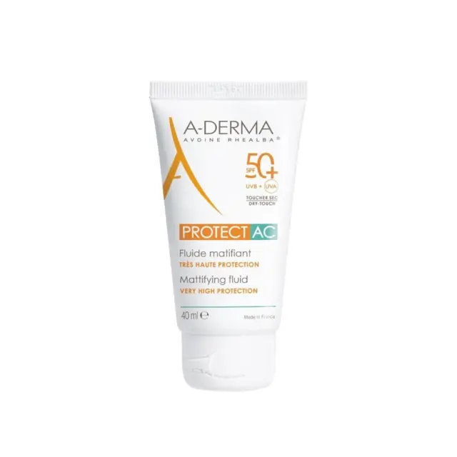 A-Derma Mattifying Fluid Protect AC SPF50+ Λεπτόρευστη Αντηλιακή Κρέμα Πολύ Υψηλής Προστασίας για Ματ Αποτελεσμα, 40ml 2