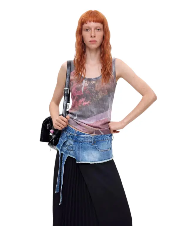 Desigual - Γυναικεία Μακριά Φούστα College 26WWFD01-5053 Μαύρο/Μπλε - S 3