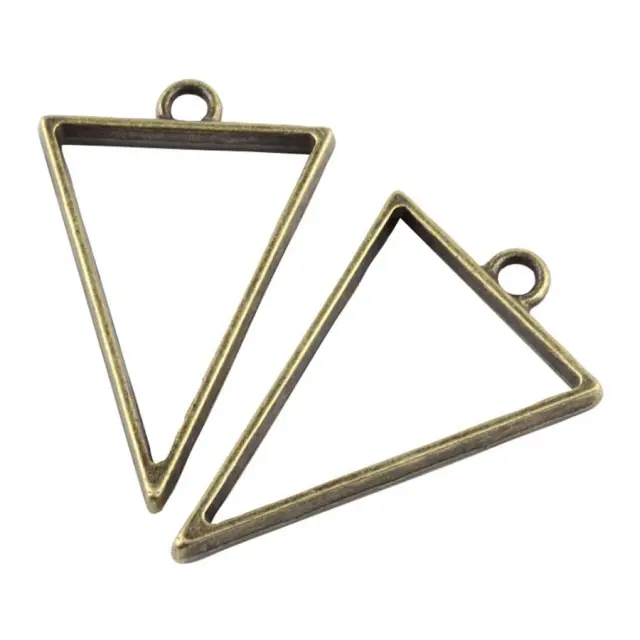 Μεταλλικό Κρεμαστό Open Back - Triangle - 39x25x3.5mm - Antique Bronze - 4τεμ