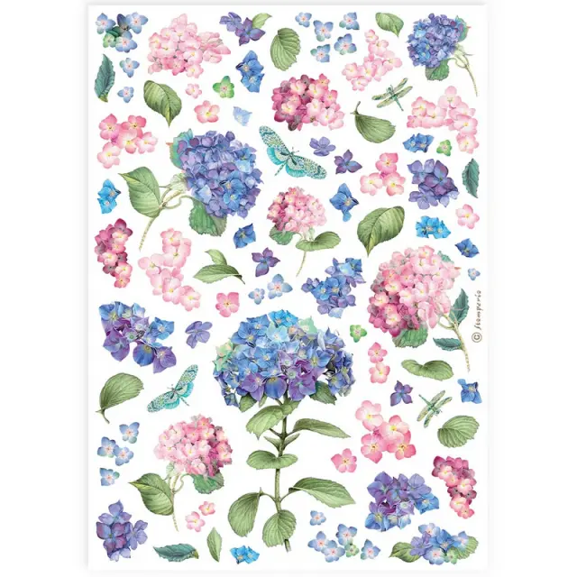 Ριζόχαρτο ντεκουπάζ Stamperia 21x29cm A4, Hortensia