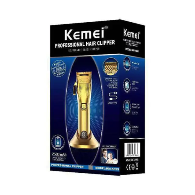 Kemei KM-K32S Επαναφορτιζόμενη Κουρευτική Μηχανή Χρυσή 2