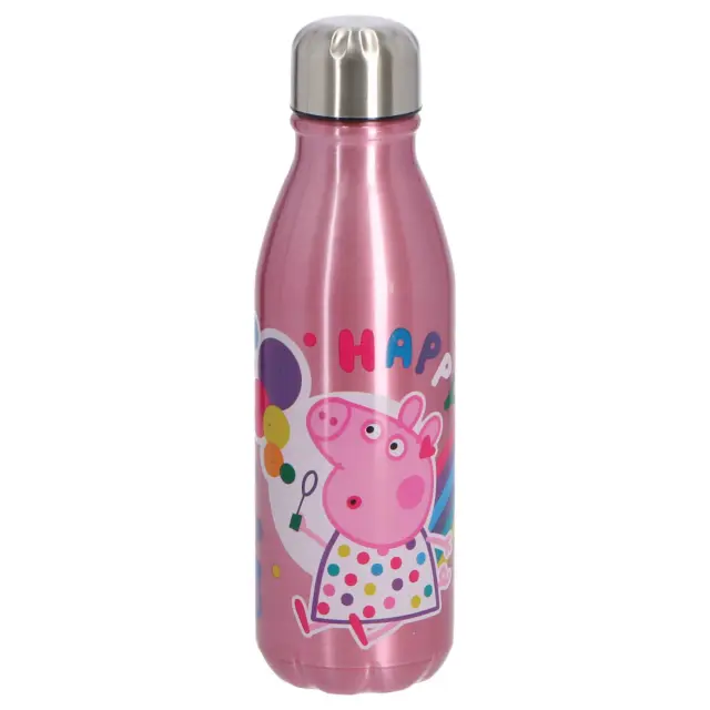 ΠΑΓΟΥΡΙ Peppa Pig Aluminium Drinking Bottle 600ml - Happy 4620-2205