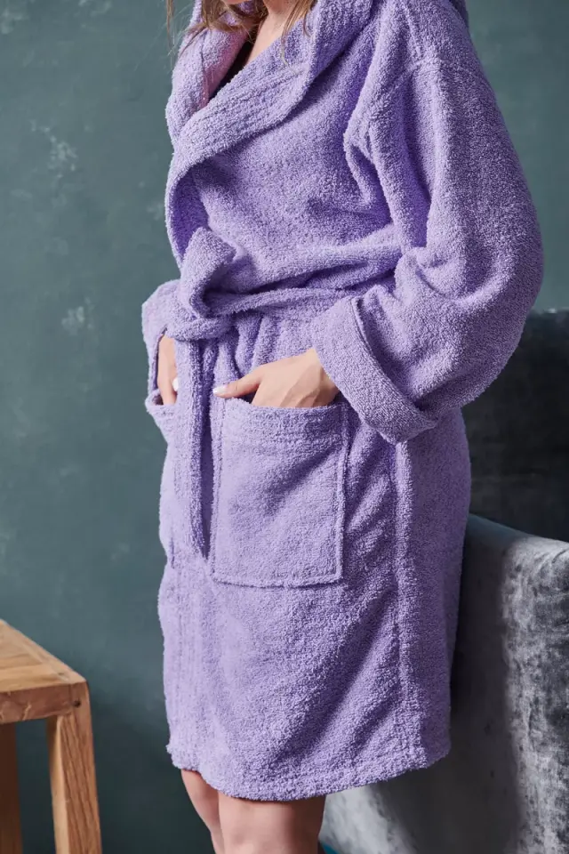 Μπουρνούζι βαμβακερό με κουκούλα Palamaiki Classic Small 6.Lavander