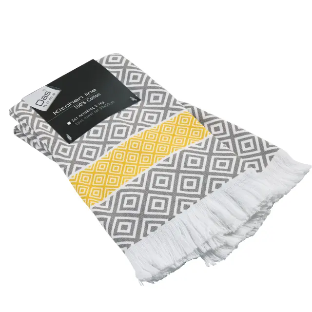 Σετ 2Τεμ Πετσέτες Κουζίνας 30x50 Das Home 0895 Grey-Yellow 100% βαμβακερό 2