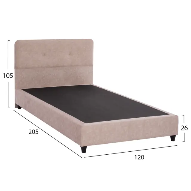 ΚΡΕΒΑΤΙ FB9648.22, ΜΠΕΖ ΥΦΑΣΜΑ τ.NUBUCK, 120x200 εκ. 3