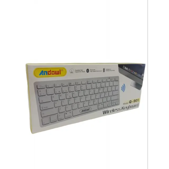 Andowl Q-901 Ασύρματο Bluetooth Πληκτρολόγιο Αγγλικό US Λευκό