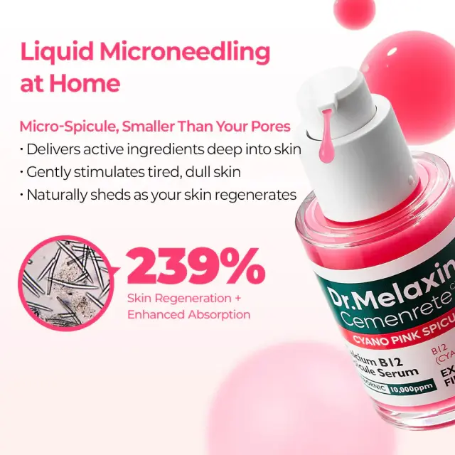 Dr.Melaxin Cemenrete Cyano Pink Spicule Serum Ροζ Σερουμ Αναγέννησης με Βιταμίνη B12 30ml 2