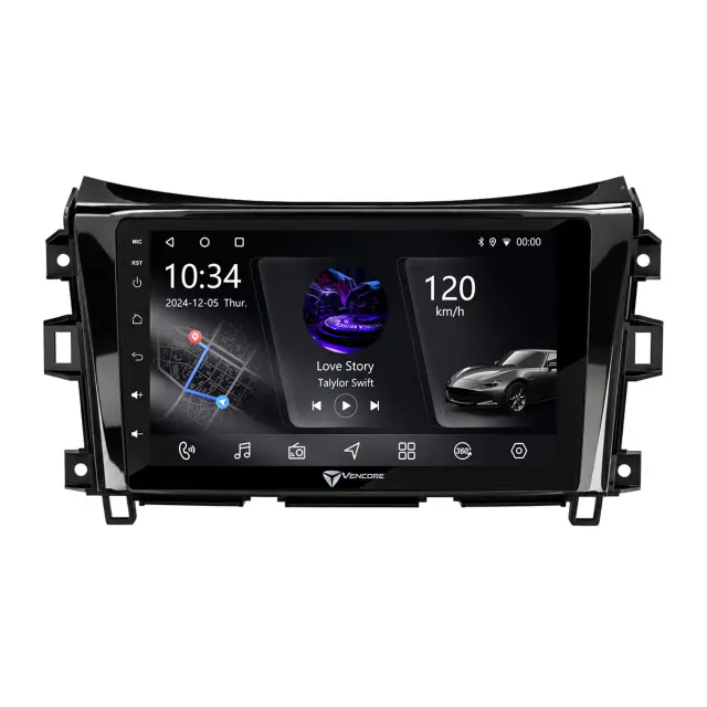 VenCore Οθόνη Multimedia Android 15 9" PX5S Octa-Core 2GB/32GB IPS με Πρόσοψη, CarPlay, Android Auto και Υποστήριξη Κάμερας 360° για Nissan Navara 2016-2022 – Μαύρη (3236-10005-0340B) 2