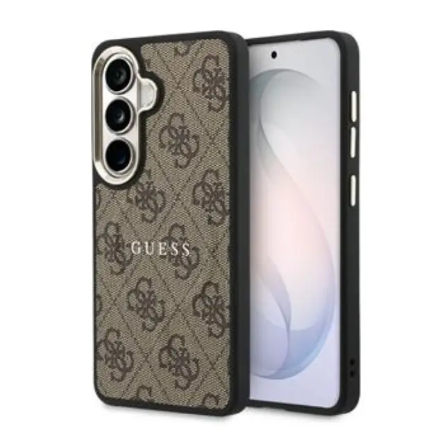 Guess PU Leather 4G Gold Frame Magnetic Case for Samsung Galaxy S26 Brown