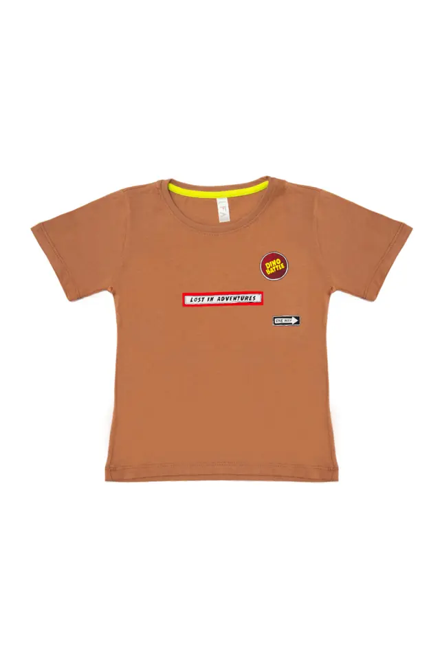 T-Shirt Kid Dino Battle Καφέ