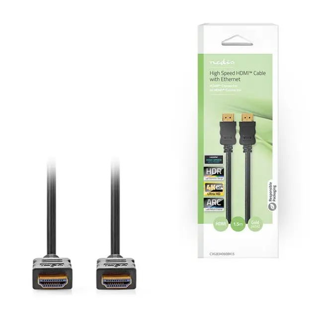 Καλώδιο High speed HDMI with Ethernet, HDMI αρσ. - HDMI αρσ., 1.50m.