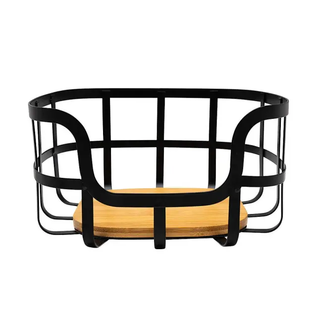 Φρουτιέρα Essentials Μαύρο Μέταλλο/Bamboo 24x24x12.7cm Estia 01-13226