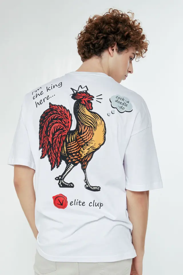 T-Shirt Βαμβακερό Cock Λευκό 2
