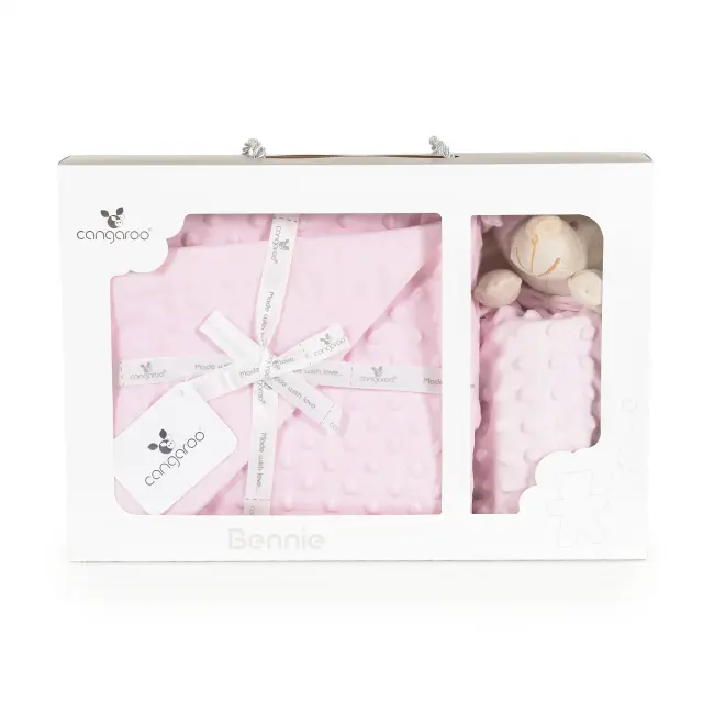 Cangaroo Κουβέρτα Αγκαλιάς & Λίκνου 75*100cm & Doudou Bennie Pink 3800146271442 3