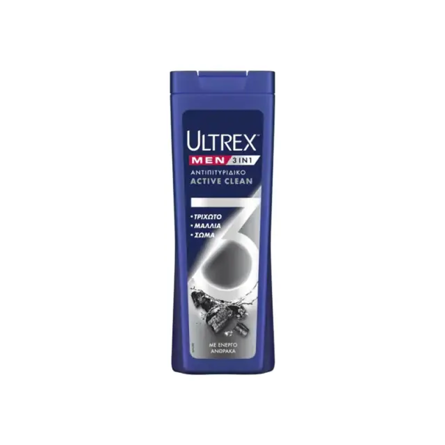 Ultrex Men Active Clean 3-σε-1 Σαμπουάν 360ml