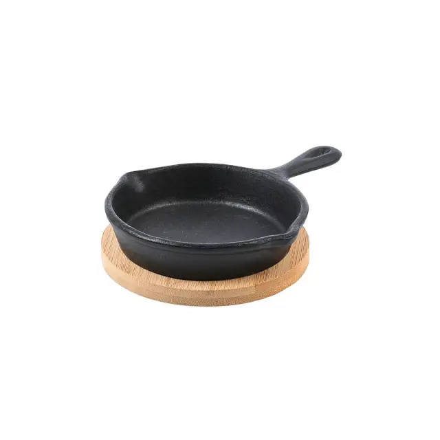 Τηγάνι Σερβιρίσματος IRON Μαντεμένιο 10cm Με Βάση Bamboo - estia 3