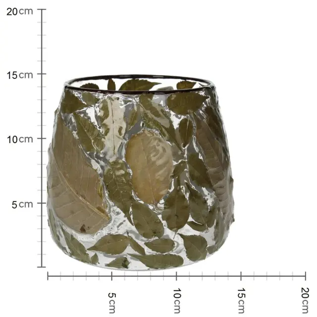 Κηροπήγιο Φύλλα Τσαγιού Διάφανο Γυαλί 15x15x15cm 2