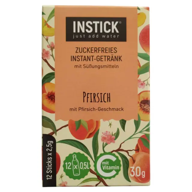 Instick Ρόφημα σε Σκόνη με Γεύση Ροδάκινο 12 Sticks x 2.5g