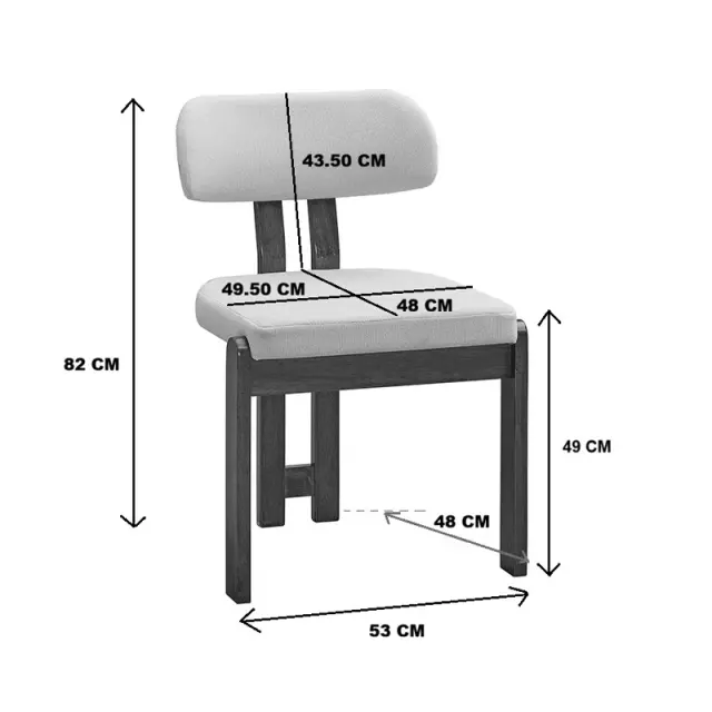 Καρέκλα Genoa pakoworld sonoma rubberwood και μπεζ ύφασμα 50x43x82εκ | Συσκευασία 2 τμχ 3