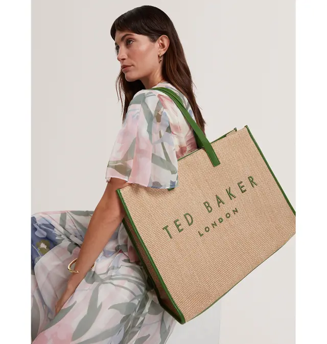 Γυναικεία Τσάντα Ώμου Ted Baker Pallmer Raffia Large Icon 284036-Green Πράσινο - One Size 2