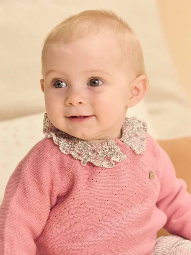 Βρεφικό Σετ για Κορίτσια Floral Knit ΡΟΖ 3