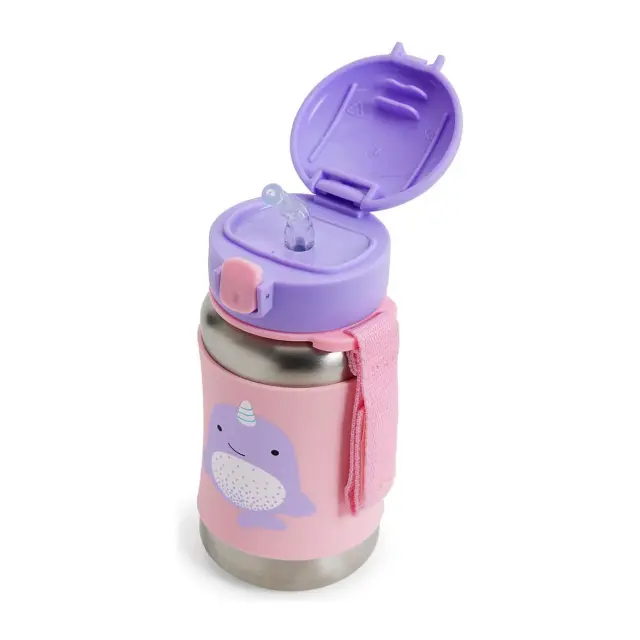 Skip Hop Zoo Ανοξείδωτο Παγούρι με Καλαμάκι 350ml Narwhal Pink 2