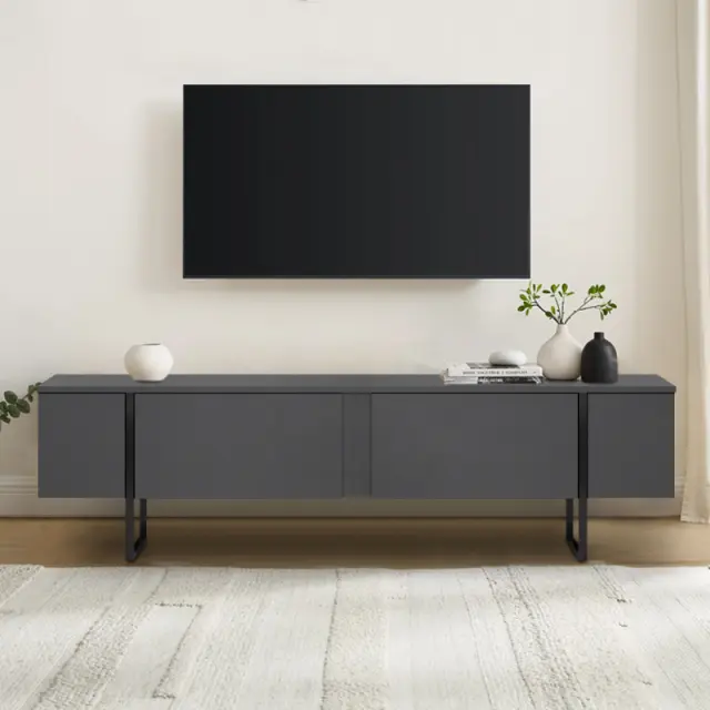 Έπιπλο τηλεόρασης Luxe Megapap χρώμα ανθρακί 180x30x50εκ. 3