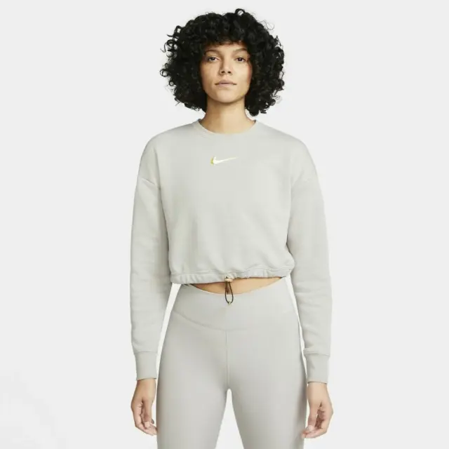 Nike Cropped Fleece Hoodie (DO2574-033) - Μπέζ