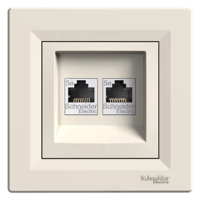 Asfora - double Data socket - RJ45 cat.5e UTP cream