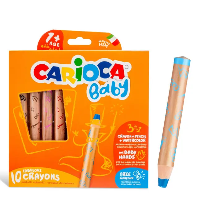 Carioca Baby Σετ Κραγιόνια-Μολύβια-Νερομπογιές 3 σε 1, 10 Χρώματα