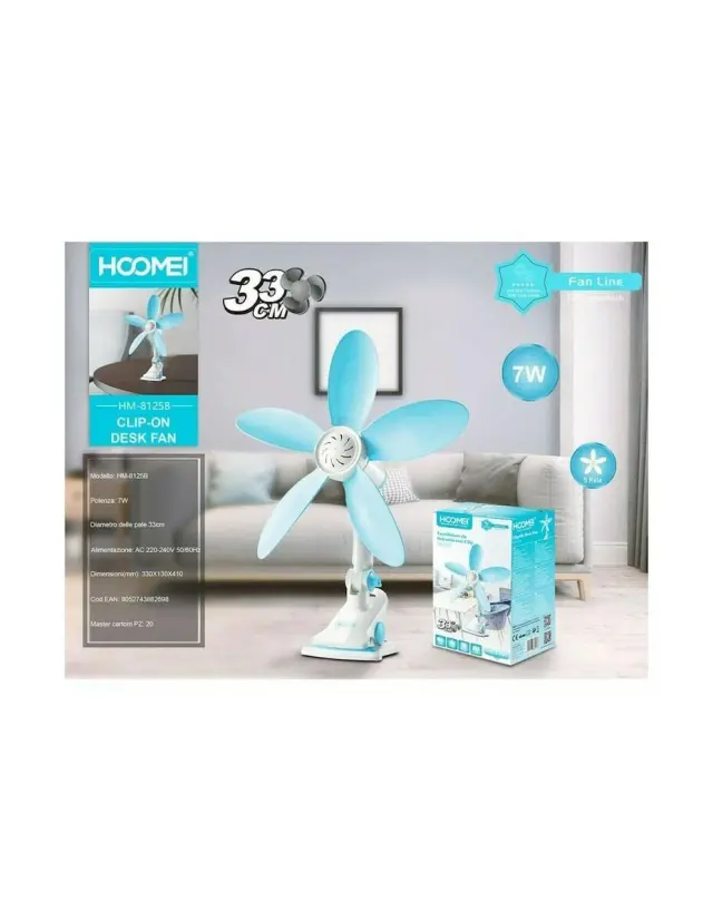 Hoomei Mini Desktop Clip Fan HM-8125B Μπλε