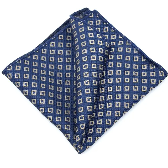 Μπλε - Ταμπά Καρό Γραβάτα Microfiber Σετ με Μαντήλι Σχέδιο 152 3