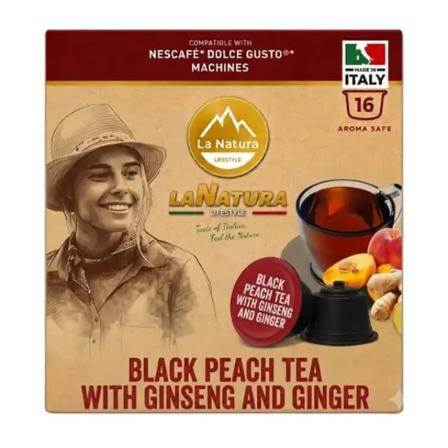 La Natura Lifestyle Peach Tea with GINSENG -Ginger 16 τμχ | Dolce Gusto