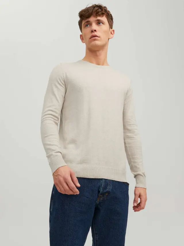 JJEEMIL KNIT CREW NECK NOOS Oatmeal 2