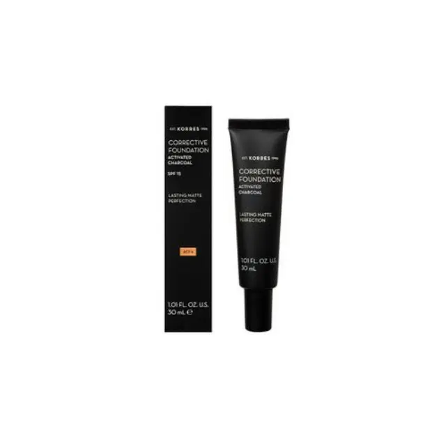 Korres Activated Charcoal Corrective Foundation SPF15 Διορθωτικό Make-Up ACF4 με Ενεργό Άνθρακα για την Κάλυψη των Ατελειών και Ματ Αποτέλεσμα, 30ml