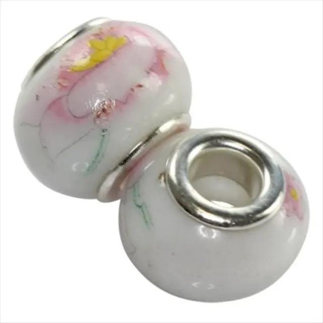 Χάντρα Modular Ceramic Pink Flower 10x13mm - 5τεμ