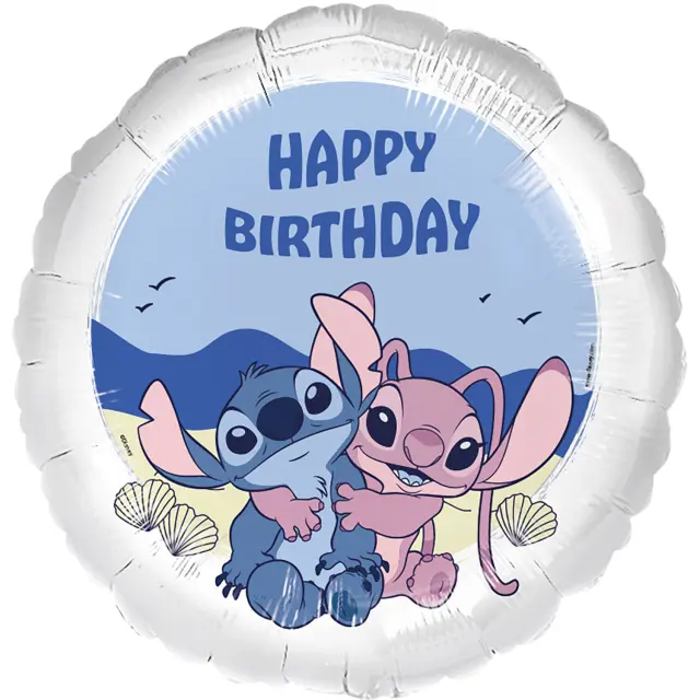Μπαλόνι Φοιλ 17 Stitch & Angel Happy Birthday / 43 εκ