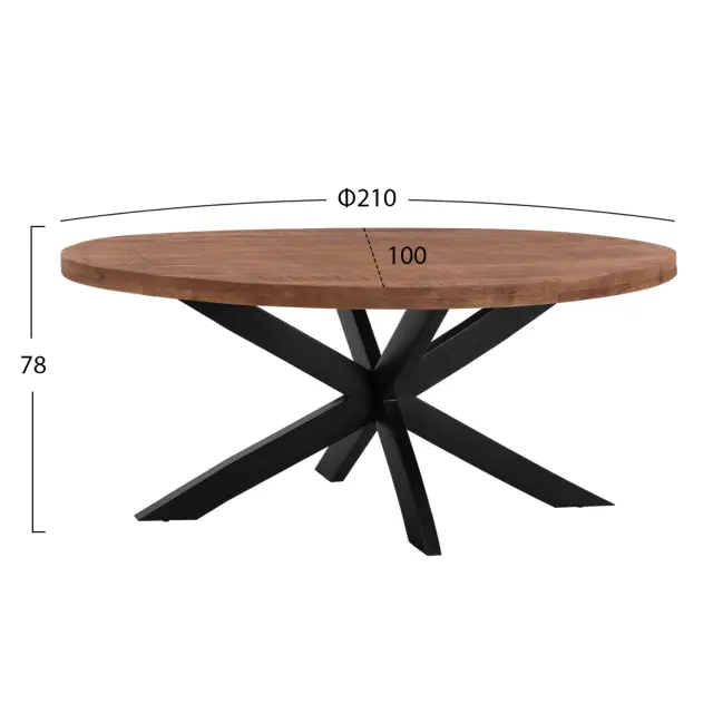 ΤΡΑΠΕΖΙ FB98483.11 OVAL 6εκ. ΠΑΧΟΣ ΑΠΟ ΜΑΣΙΦ ΞΥΛΟ MANGO 210x100x78Υ εκ. 2